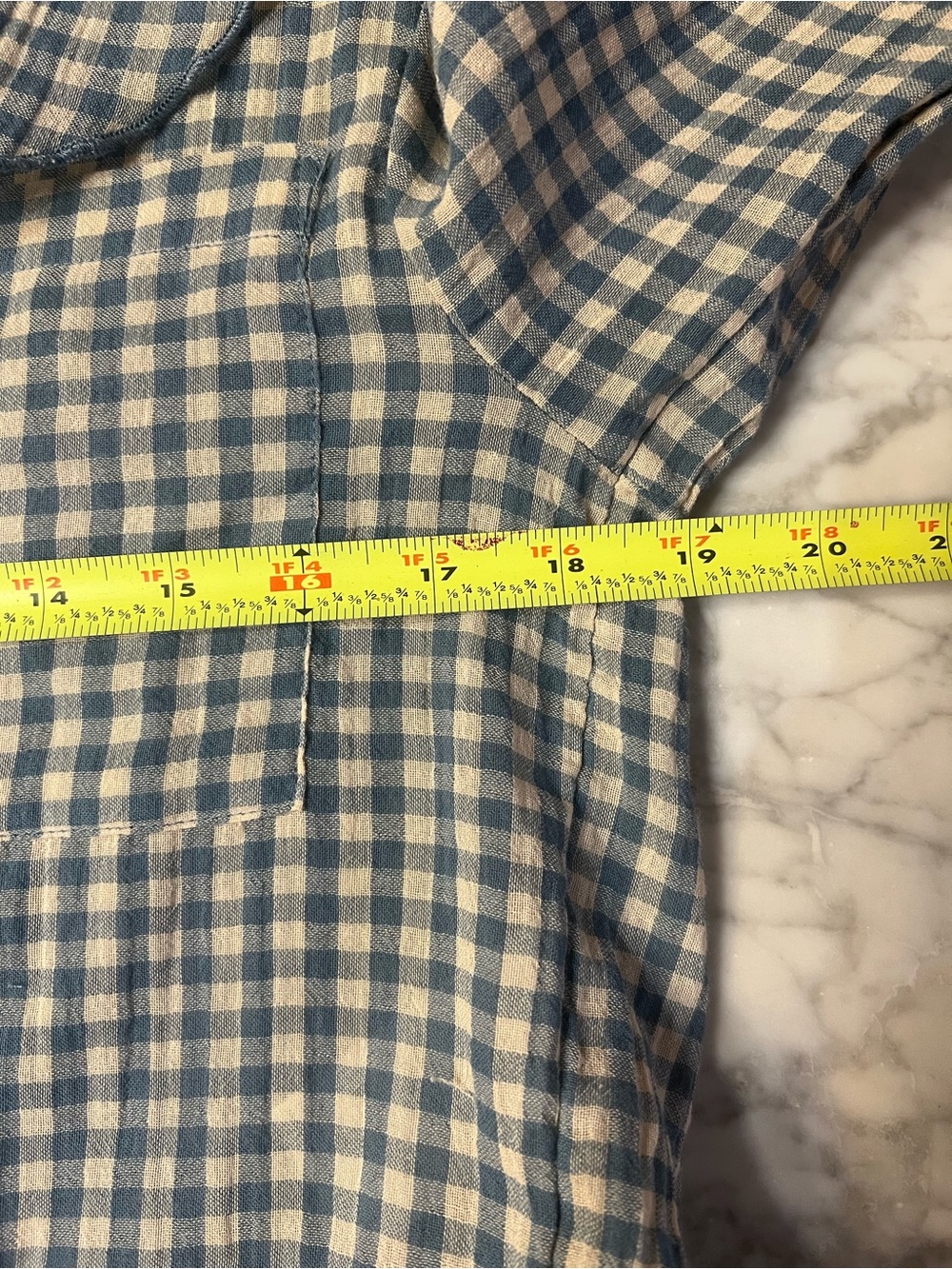 NWOT Pilcro Blue Gingham Button-Front Ruffle Collar Top - Picture 9 of 11